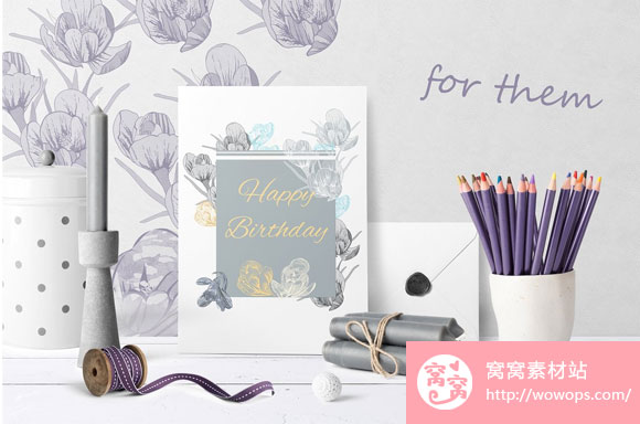 手绘花卉笔刷花框婚礼卡片装饰素材7