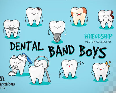 卡通可爱牙齿牙科海报设计插画素材