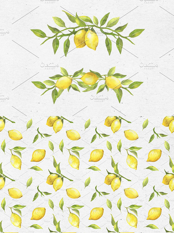 水彩艺术柠檬装饰图案素材下载4