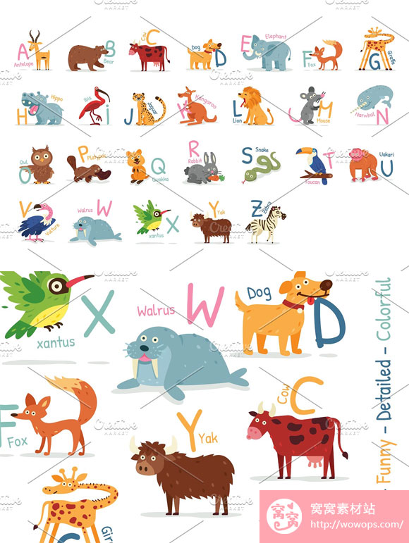 卡通可爱动物字母表素材下载3