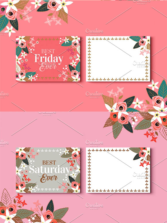 小清新花卉派对贺卡礼物明信片标签设计4