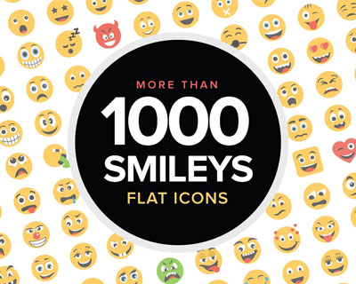 1000个平面笑脸图标素材下载