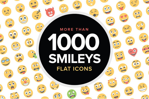 1000个平面笑脸图标素材下载1