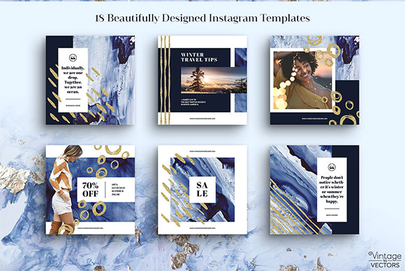 水彩蓝色广告横幅Instagram模板素材下载3