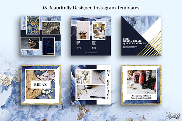 水彩蓝色广告横幅Instagram模板素材下载5