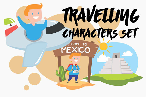 卡通人物墨西哥音乐旅行素材下载1
