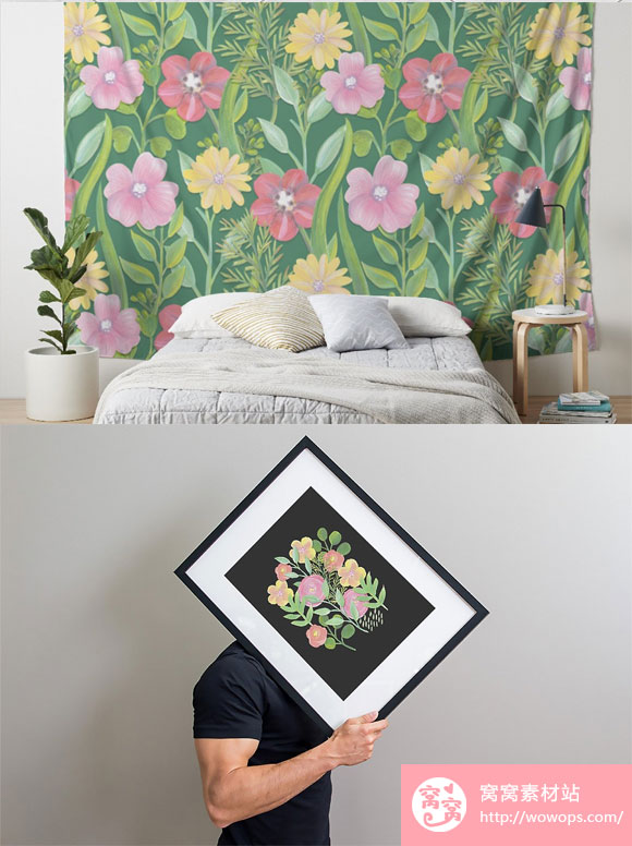 手绘唯美花卉植物叶子图案装饰贴图素材下载6