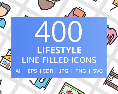 400种生活方式线条图标下载