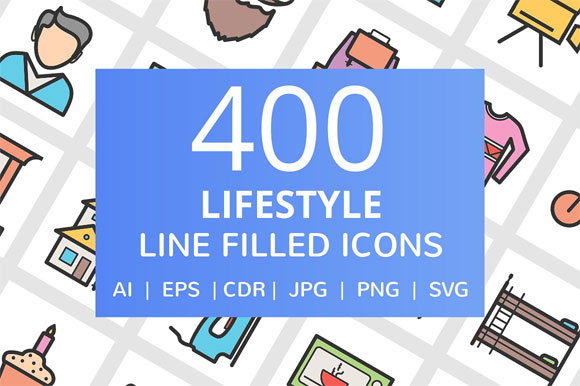 400种生活方式线条图标下载1