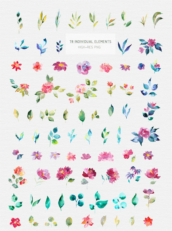 水彩花卉图案几何花环花框纹理背景素材下载2