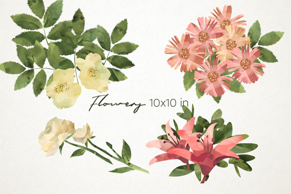 小清新植物花卉图案卡片海报插画元素下载2