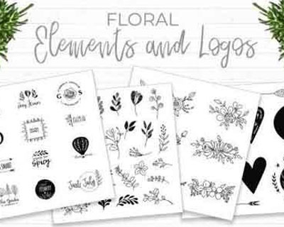 时尚手绘花卉元素标志LOGO设计下载