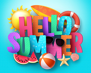夏日summer字母卡通手绘宣传促销海报横幅模板