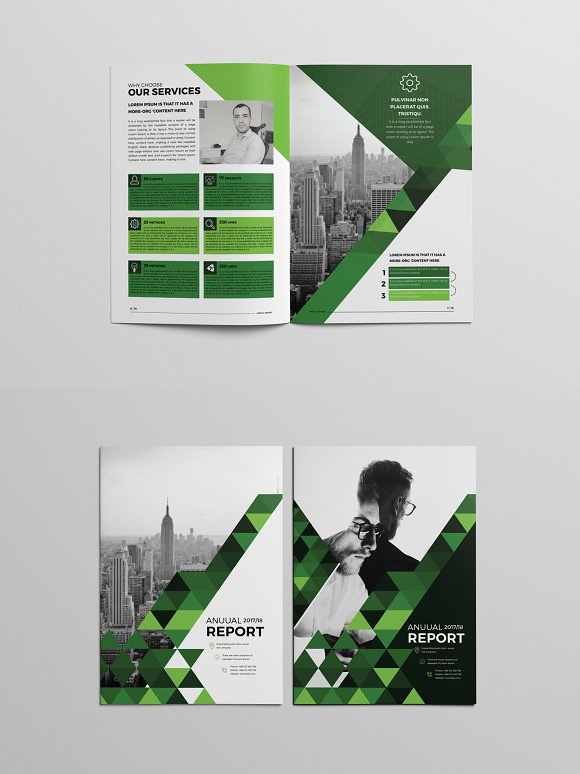 绿色科技通用企业宣传画册设计indesign模板4