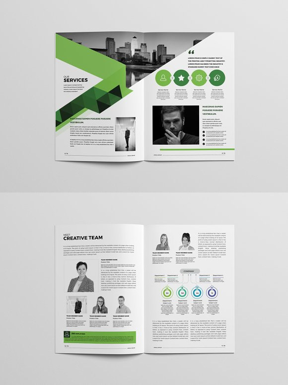 绿色科技通用企业宣传画册设计indesign模板5