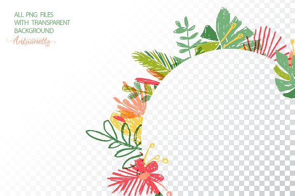 夏日手绘火烈鸟热带度假植物图案包装设计纹理图片12