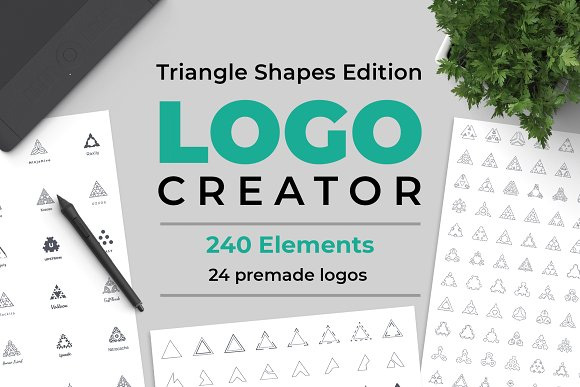240枚简约线形三角形企业标识LOGO设计素材1