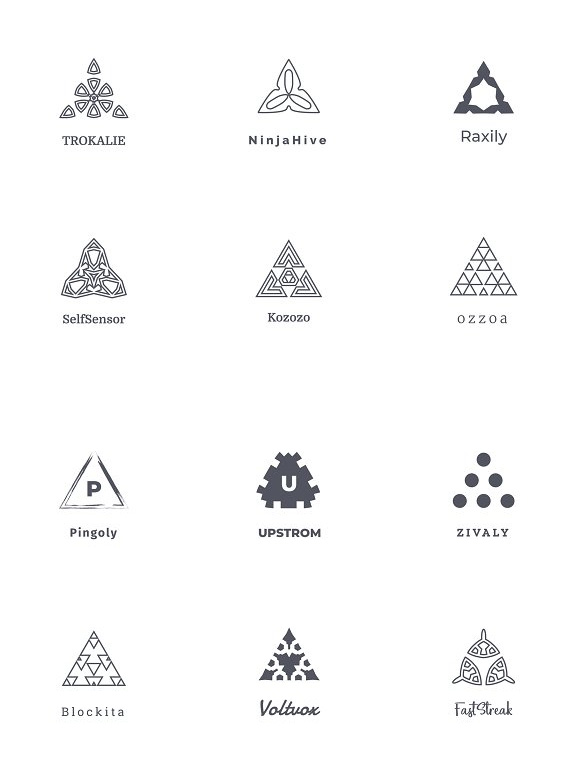 240枚简约线形三角形企业标识LOGO设计素材2