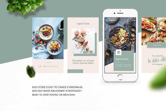 清新Instagram美食食物文字图文排版模板2