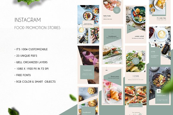 清新Instagram美食食物文字图文排版模板4