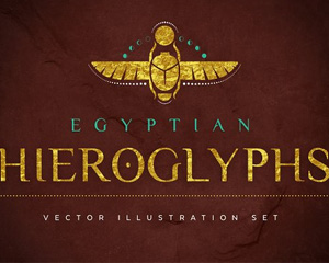 复古埃及形象文字符号标志徽章设计元素下载