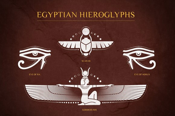 复古埃及形象文字符号标志徽章设计元素下载2
