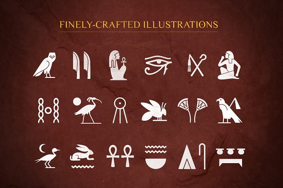 复古埃及形象文字符号标志徽章设计元素下载4