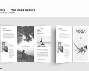 清新简约瑜珈三折页宣传单模板