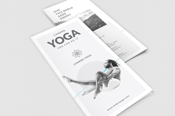 清新简约瑜珈三折页宣传单模板2