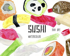 手绘寿司PNG透明图片