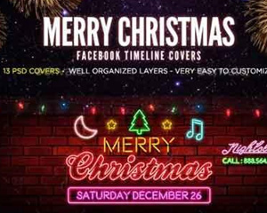 facebook圣诞节广告横幅模板psd素材下载