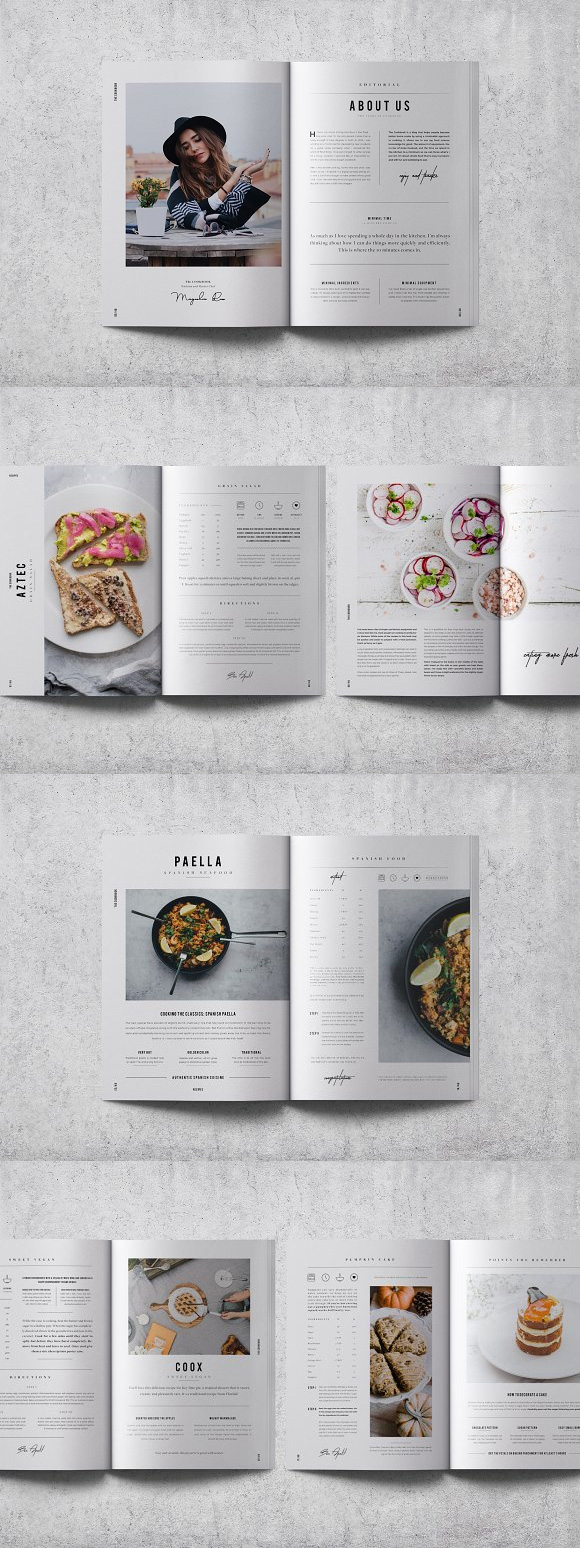 美食食物食谱菜谱宣传画册id模板2