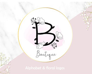 花卉花边英文字母logo标志设计素材源文件
