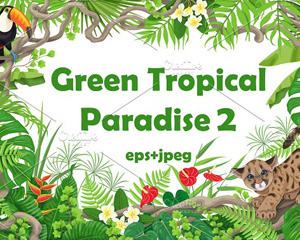 热带手绘植物海报花边边框PNG免扣素材