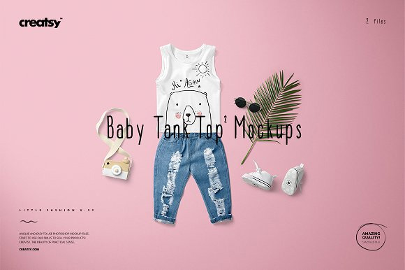 儿童婴儿宝宝服装T恤PS样机模板1