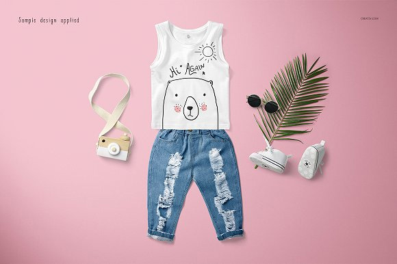 儿童婴儿宝宝服装T恤PS样机模板4