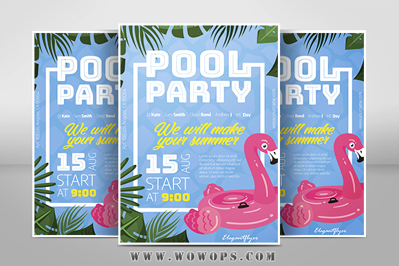 泳池派对聚会party海报模板1