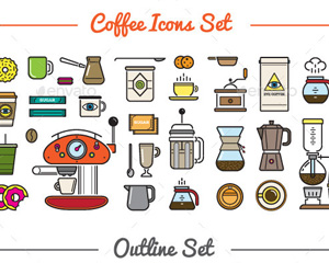 32款扁平化咖啡机杯子ICON图标