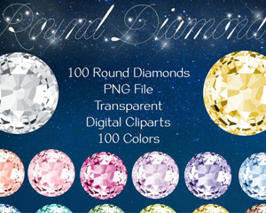 唯美写实彩钻钻石PNG素材模板