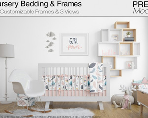 婴儿房儿童房壁纸壁画有框画PS样机模板