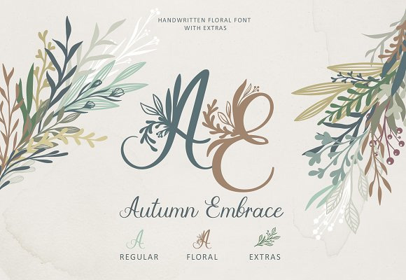 Autumn Embrace Floral Font唯美英文字体1