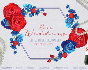 Rose Wedding Red and Blue Design Set 2897785