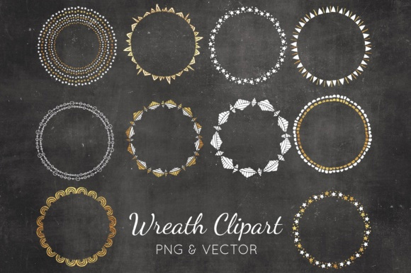 Wreath Clipart - Black and Gold2