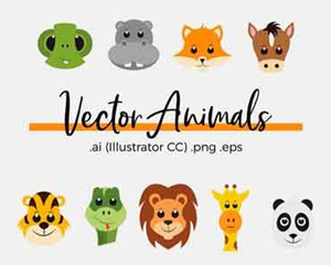 Vector Animals 1252341手绘卡通动物头像