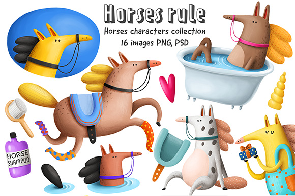 Collection of Cartoon Horses 2744176手绘卡通马图片素材1