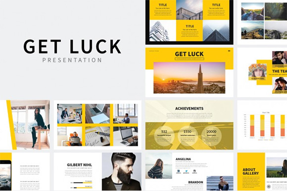 黄色简洁PPT模板Get Luck - PowerPoint 34867491