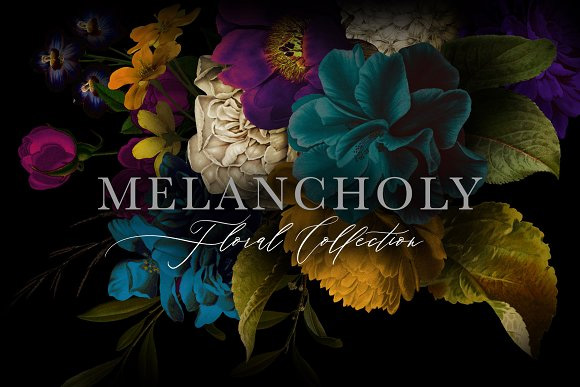 复古手绘花朵Melancholy Floral Collection 29065661