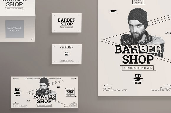 时尚简约人物海报模板Print Pack Barber Shop1