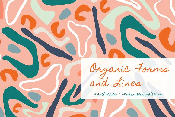 橙色抽象包装背景图Organic Forms Patterns + ArtBoards1
