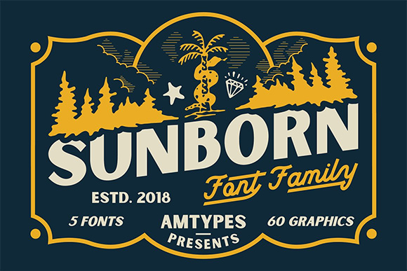 Sunborn Font Family复古英文字1